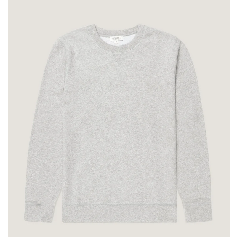 Sunspel Loopback Sweatshirt Grey Melange Sunspel Loopback Sweatshirt Grey Melange