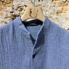 Afbeelding van Hannes Roether Seersucker Cotton Shirt Washed Blue