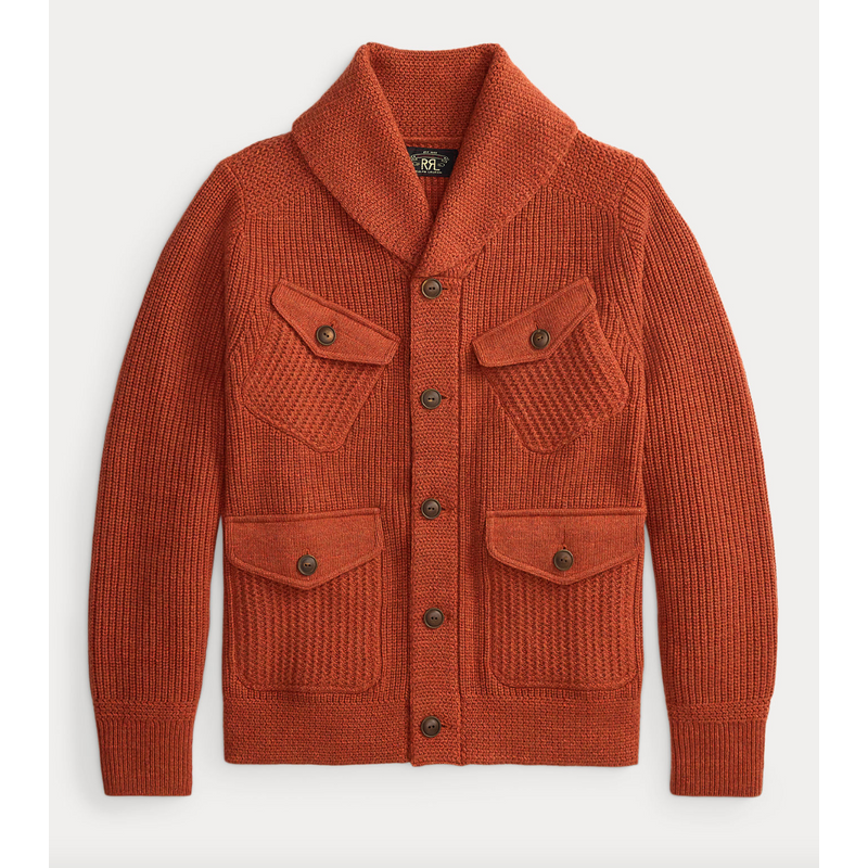 Double RL Ralph Lauren WOOL-COTTON SHAWL-COLLAR CARDIGAN Double RL Ralph Lauren WOOL-COTTON SHAWL-COLLAR CARDIGAN