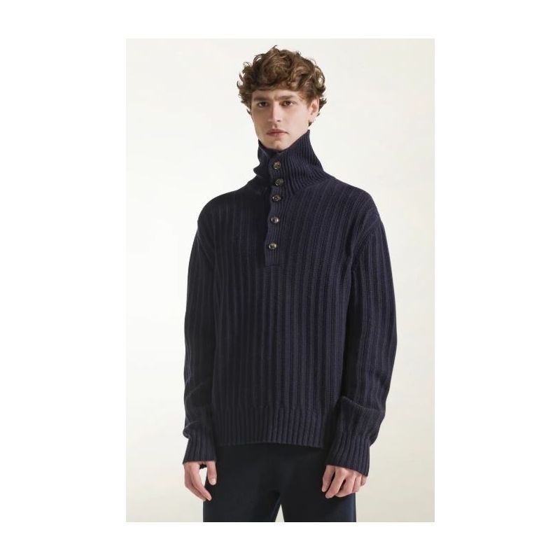 Piacenza Turtleneck Whit Buttons Navy