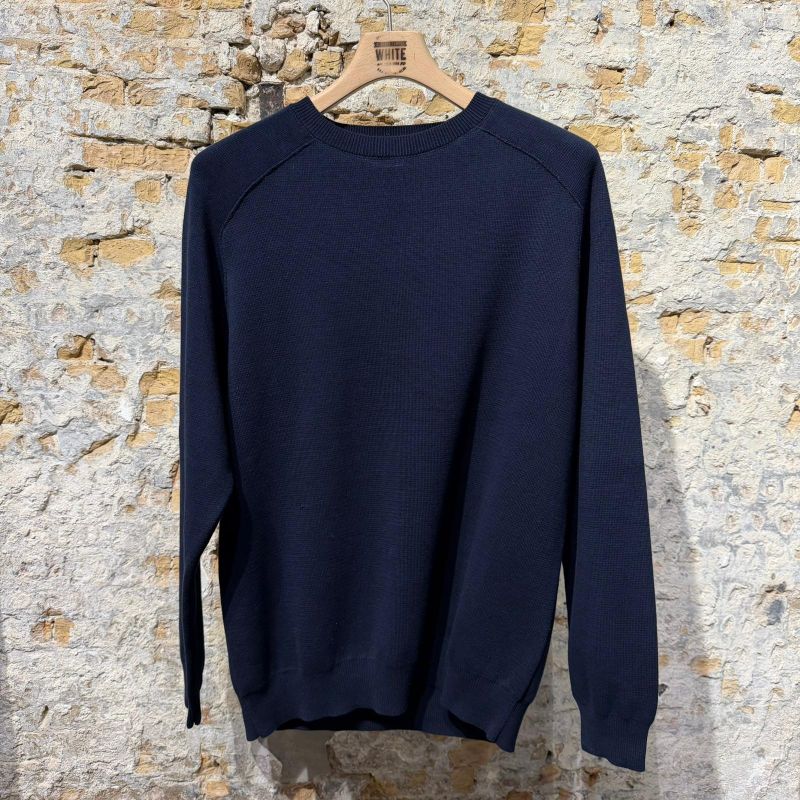 Scaglione Round Neck Milano Stitch Navy