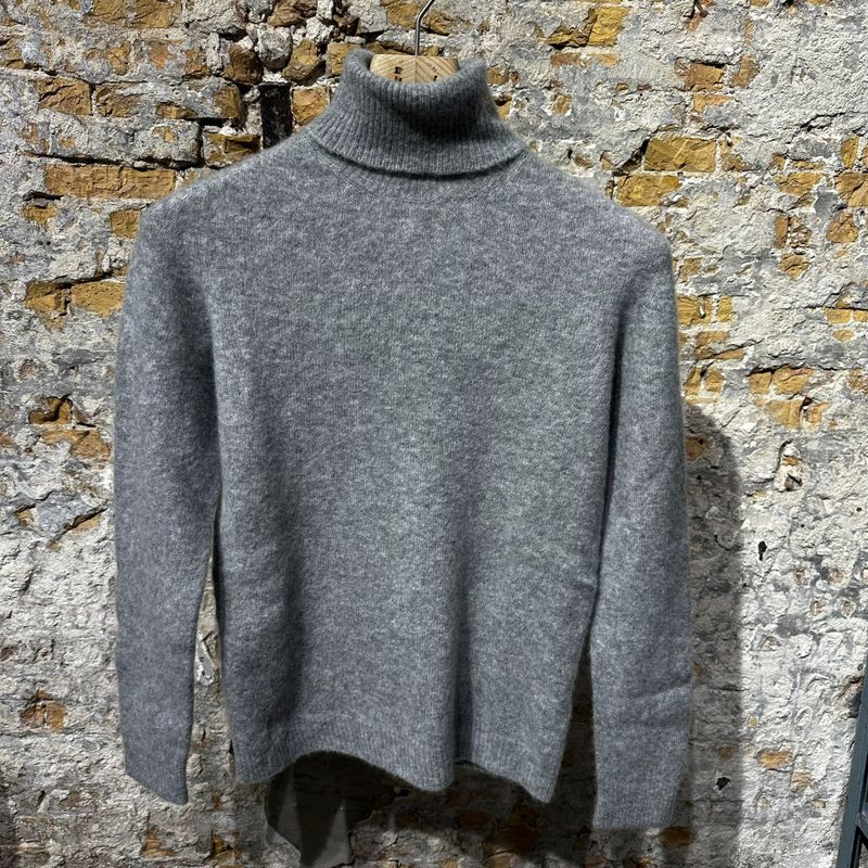 Roberto Collina Cashmere Silk Knit Roll Neck Grey