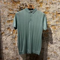 Kris K D Hudson Striped Silk Polo Mint