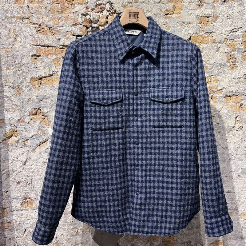 ASPESI Wool Shirt Jacket Navy/Grey ASPESI Wool Shirt Jacket Navy/Grey