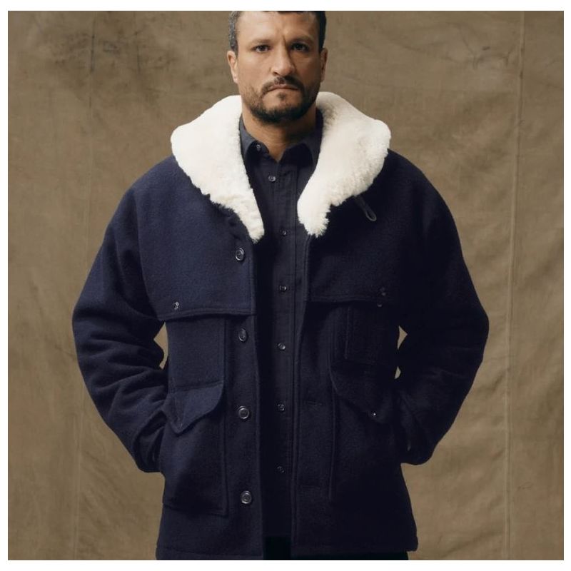 Filson Lined Mackinaw Wool Packer Coat Blue 