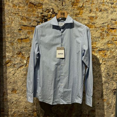 Foto van ASPESI Relaxed Striped Cotton Shirt Light Blue