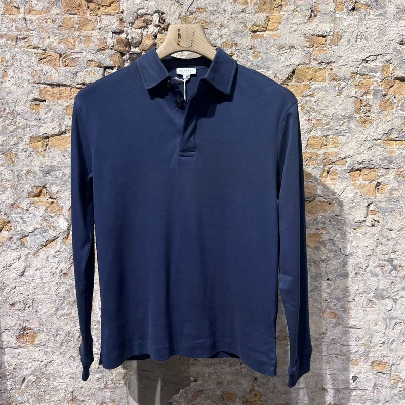 Sunspel Heavyweight Rugby Polo Shirt Navy Sunspel Heavyweight Rugby Polo Shirt Navy