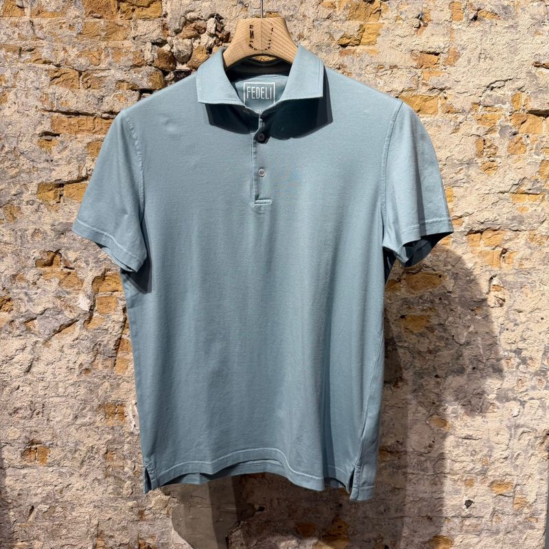 FEDELI Dust Jersy Polo Sea Glass Blue 