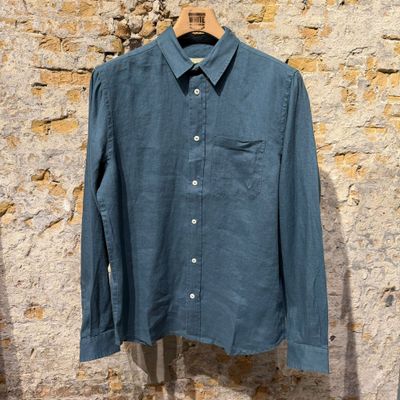 Foto van Blue De Genes Linnen Shirt Petrol Green
