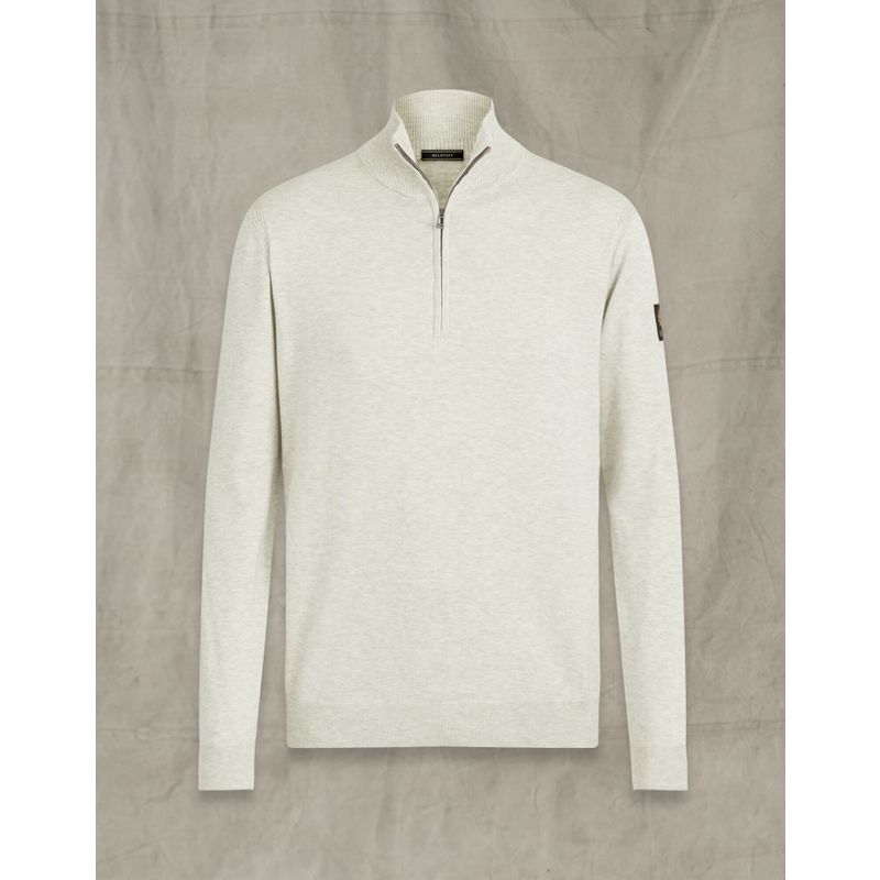 Belstaff Bay Half Zip Jumper Light Grey Melange Belstaff Bay Half Zip Jumper Light Grey Melange