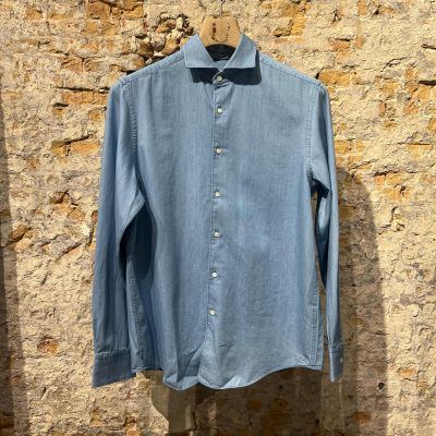 Aspesi Jeans blue cotton twill shirt Foto van Aspesi Jeans blue cotton twill shirt