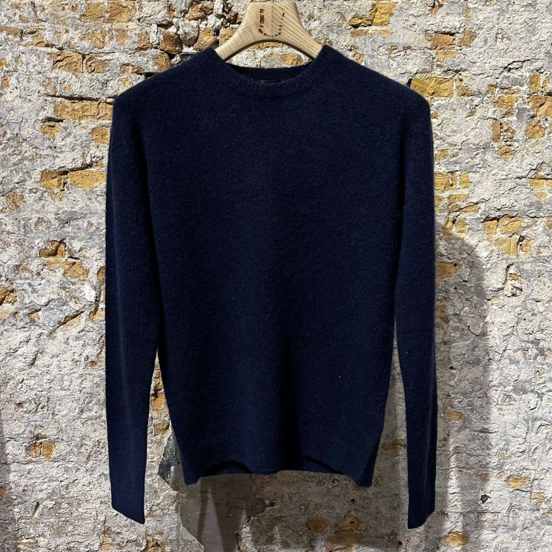 Roberto Collina Round-neck Silk Cashmere Sweater Navy
