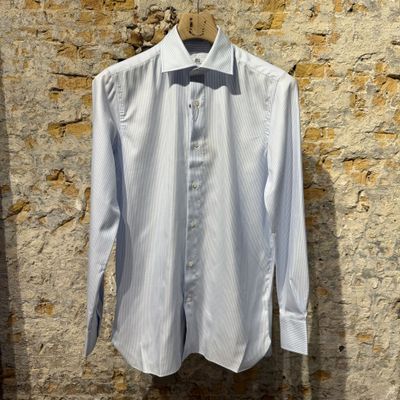 Foto van 100 Hands Classic Striped Smooth Cotton Shirt Blue & White