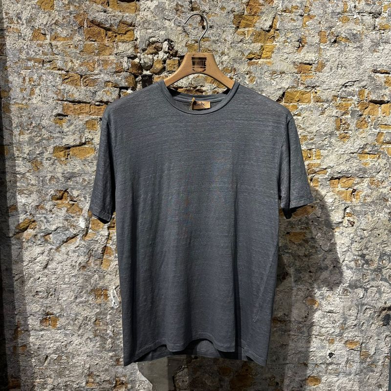 Kris K D Craig Crew Linnen Neck T-Shirt Steel Grey