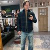 Afbeelding van ASPESI Check over-shirt Navy/Green