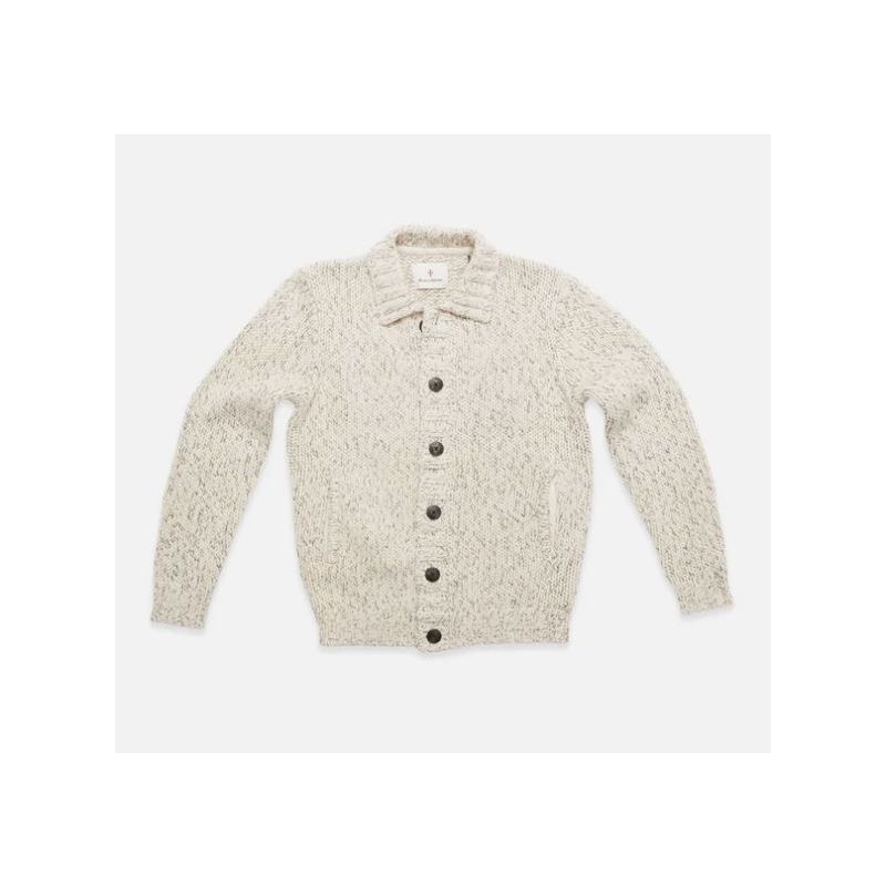 Blue De Gene Sakura Knit Cardigan Light Beige 