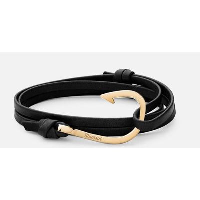 Foto van Miansai Hook Leather Stainless Steel Black & Gold