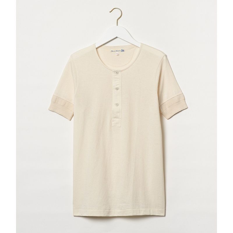 Merz b. Schwanen LoopWheeled henley S/S Ecru Merz b. Schwanen LoopWheeled henley S/S Ecru