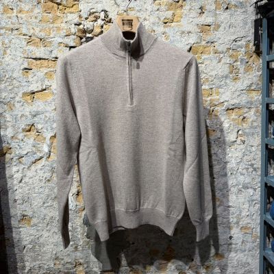 Foto van Piacenza 1733 Q-Zip Sweater 100% Cashmere Champange Beige