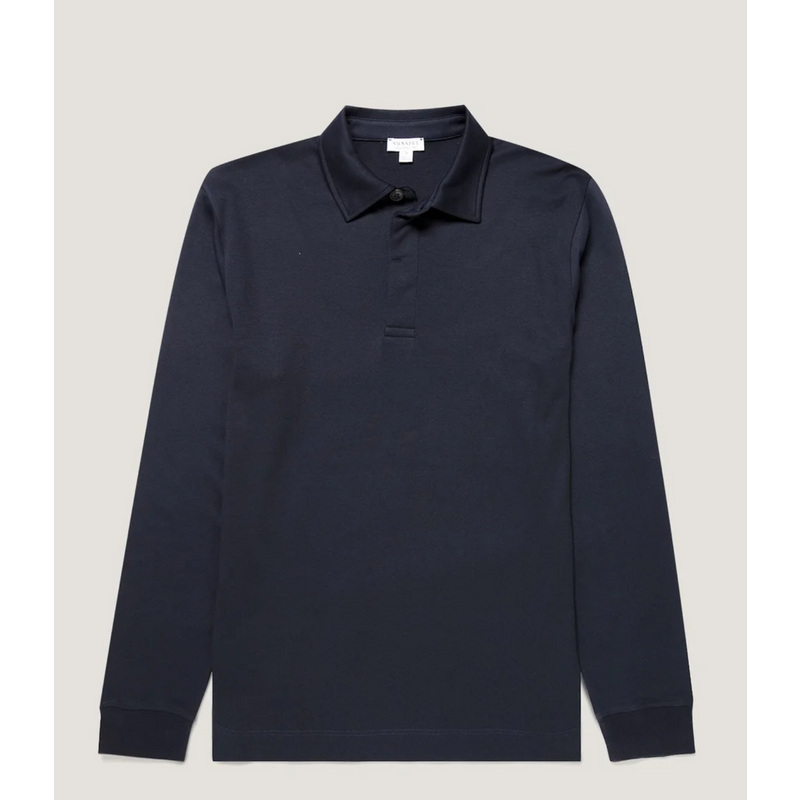Sunspel LS Rugby Polo Midnight Navy 