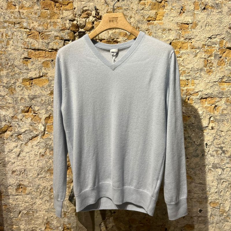 Aspesi Cashmere V-Neck Knit Sweat ice Blue