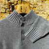 Afbeelding van Kris K Quarter Button Turtle Neck Cashmere Blue Haze