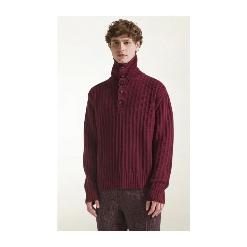 Piacenza Turtleneck Whit Buttons Burgundy & Purple