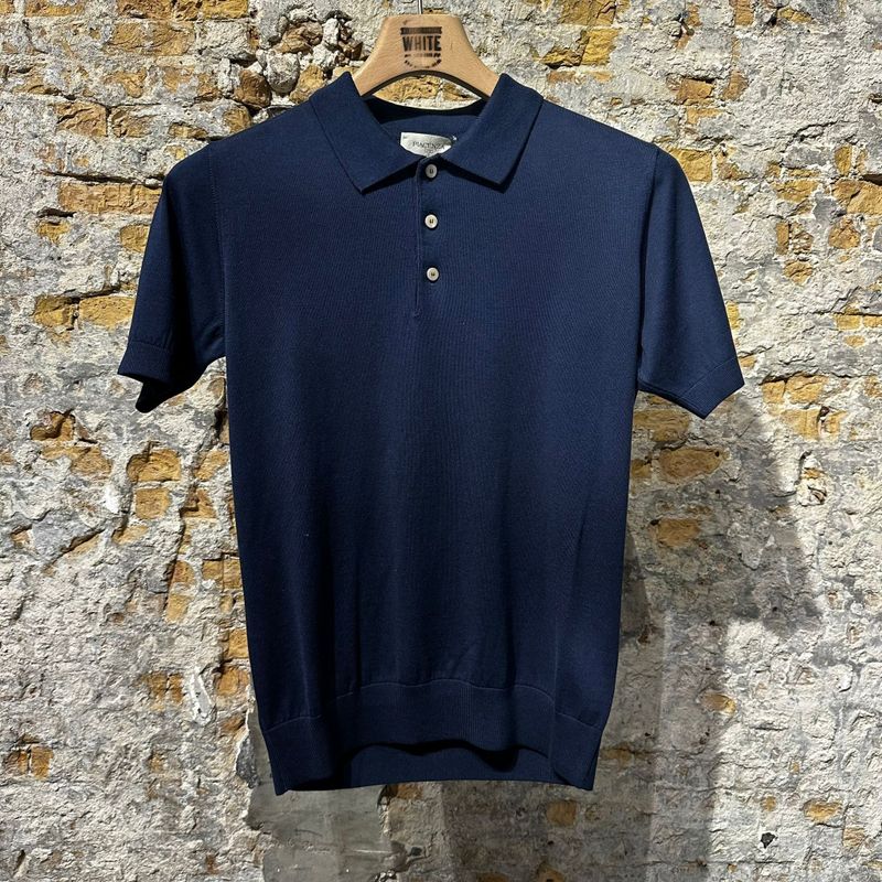 Piacenza Luxury Silk & Cotton Polo Navy
