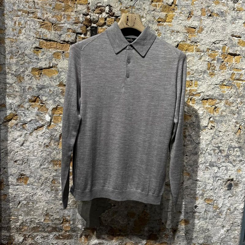 Kris K Ibrahimovic Longsleeve Polo Stone Kris K Ibrahimovic Longsleeve Polo Stone
