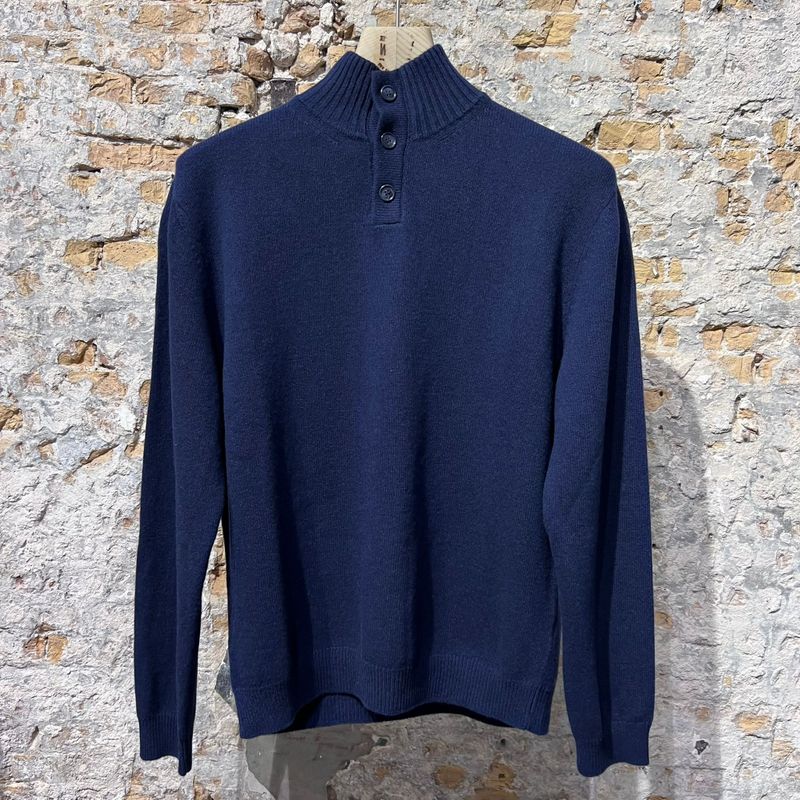 Kris K Captains button Turtle sweat Navy Kris K Captains button Turtle sweat Navy