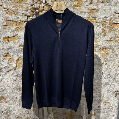 Foto van Kris K M Caine Quarter Zip silk pull Navy