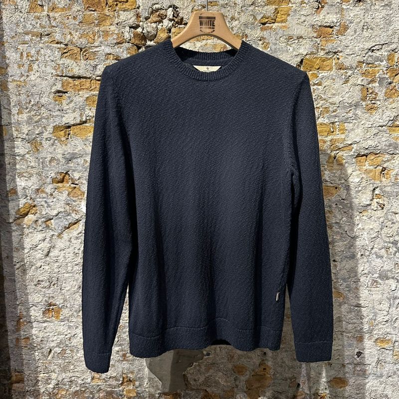 Blue de Genes BGyale Slubby Crewneck Knit Dark Navy