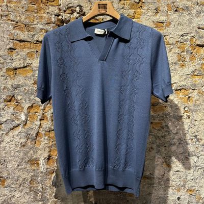 Foto van Piacenza Retro Luxury Silk Polo Dusty Blue 