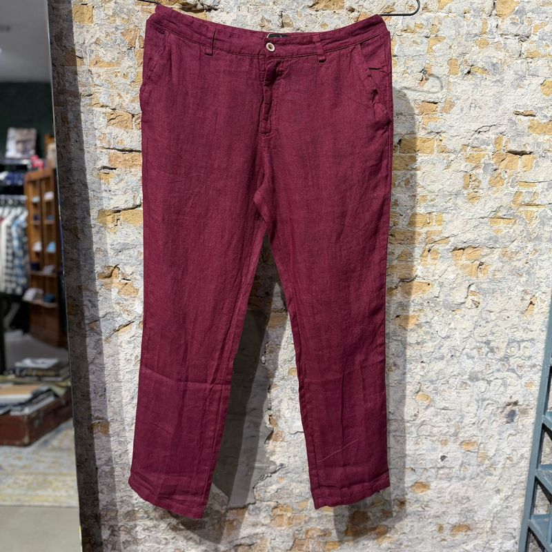 Kris K Linnen Pantalon Burgundy 