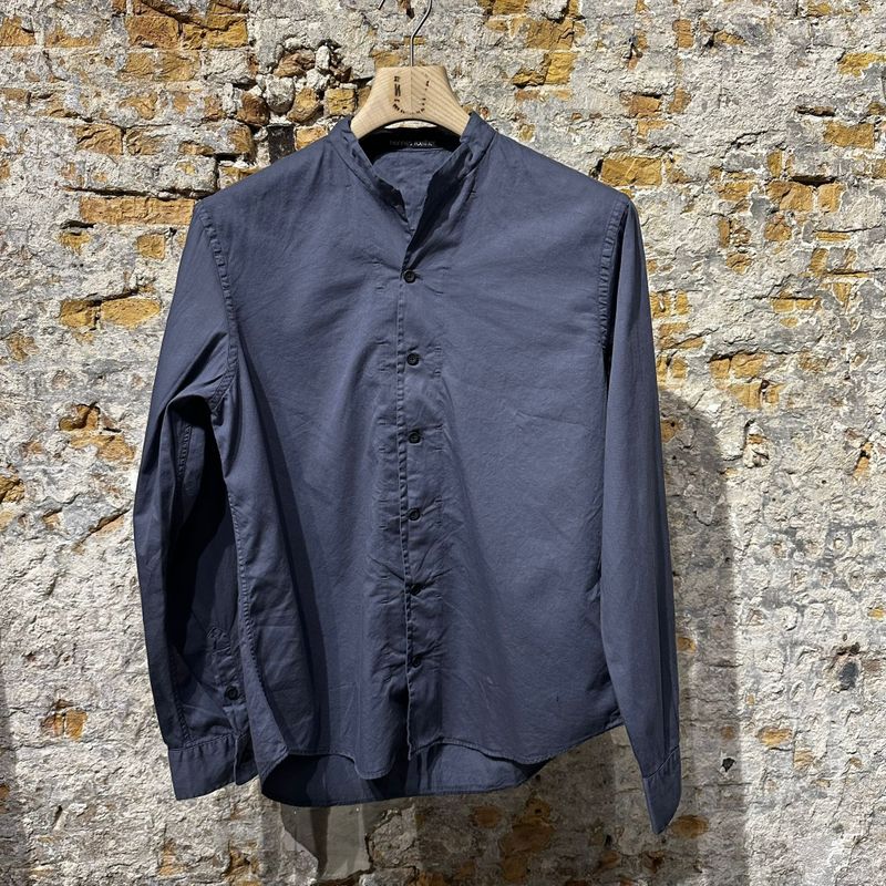 Hannes Roether Relaxed Cotton Shirt Faded Dark Blue Hannes Roether Relaxed Cotton Shirt Faded Dark Blue