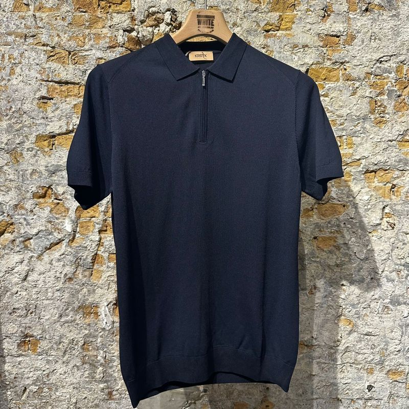 Kris K Elegant zip-Polo Navy Blue Kris K Elegant zip-Polo Navy Blue