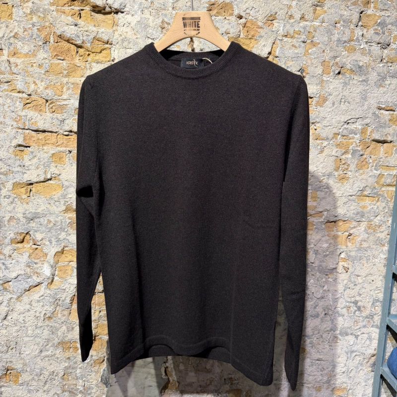 Kris K W Buffet Merino Cashmere O-Neck Cigarr Brown Kris K W Buffet Merino Cashmere O-Neck Cigarr Brown