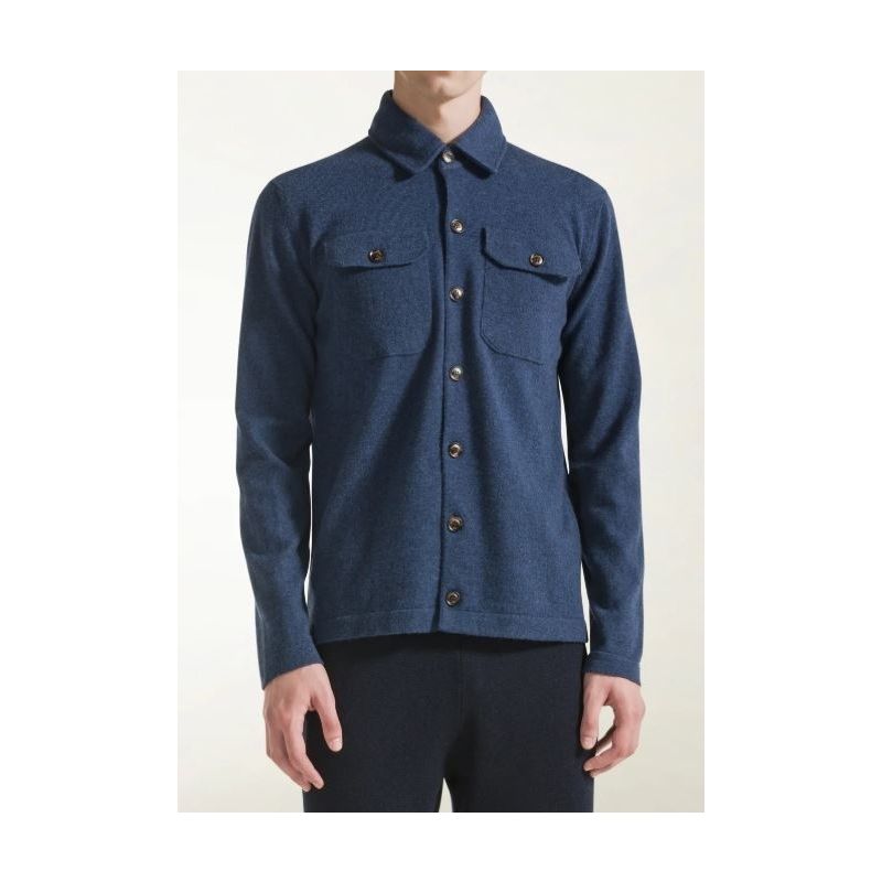 Piacenza Air Force Blue Full Cashmere Overshirt 