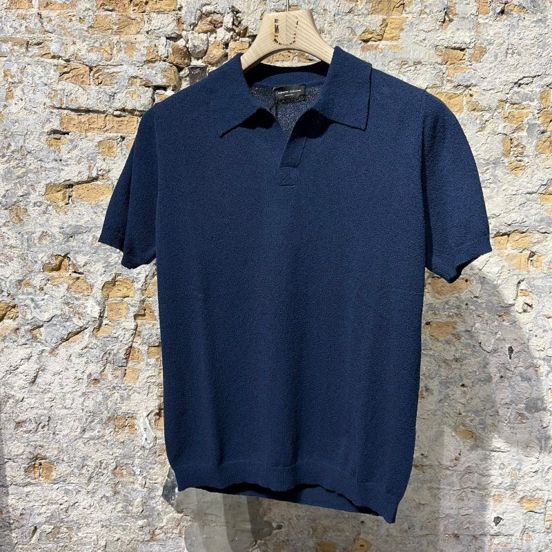 Roberto Collina Crepa Polo Navy