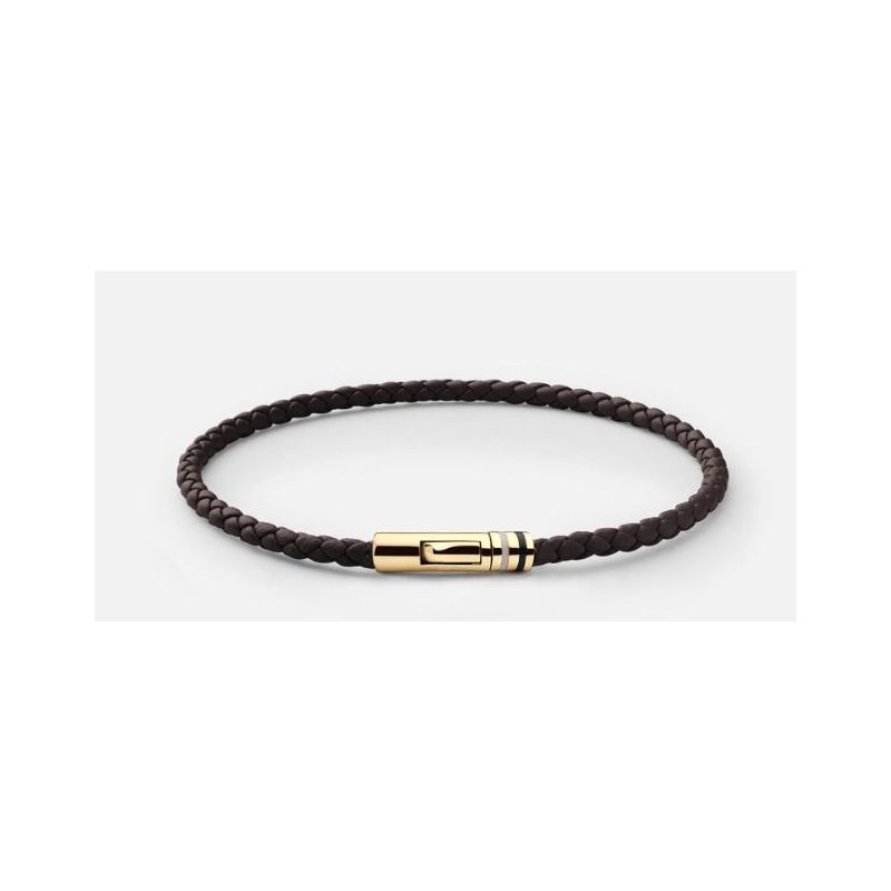 Miansai Juno Leather Bracelet Gold Vermeil Brown 