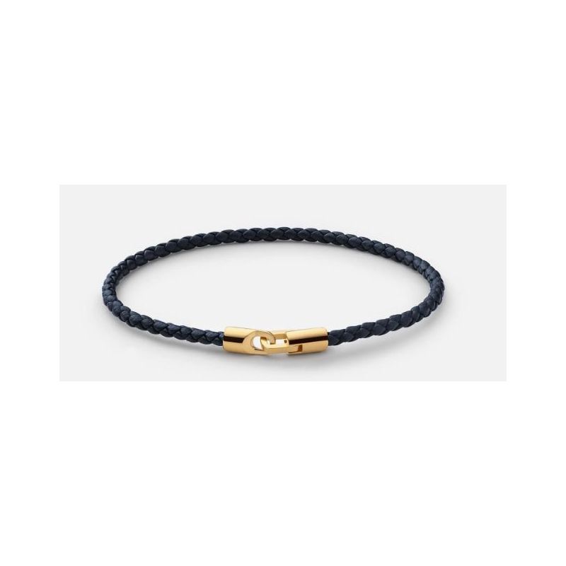 Miansai Cruz Leather Bracelet Gold Vermeil Light Blue 