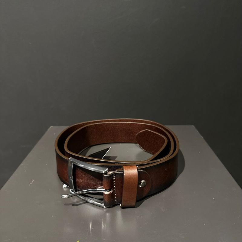 ​Men Of Global Wide Leather Belt Dark Brown Smoked