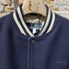 Afbeelding van Schott Varsity jacket with collar cowhide leather Beige Navy 