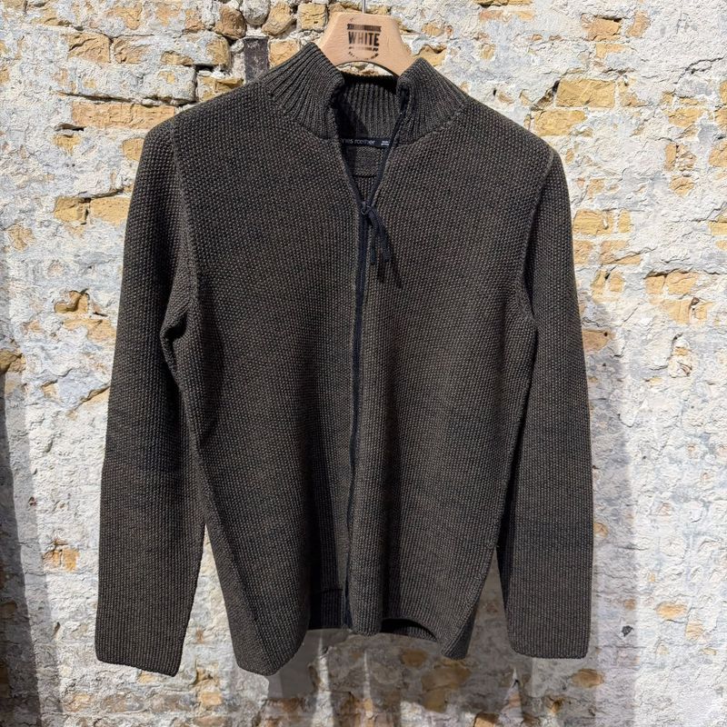 Hannes Roether Luxury Knitt Full-Zip Vest Army Brown 