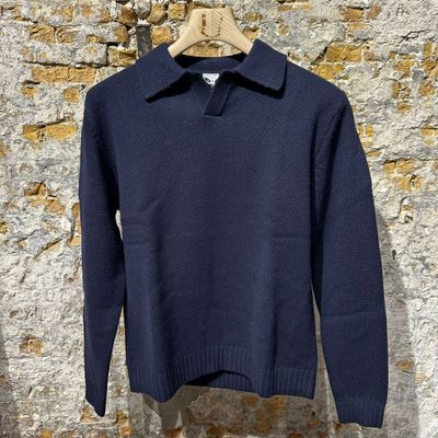 Foto van ASPESI Knitted Longe Sleeve Wool Polo Navy