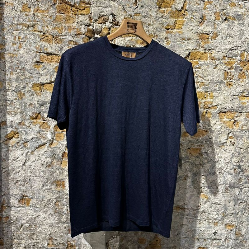 Kris K D Craig Crew Neck Linnen T-Shirt Ocean Blue