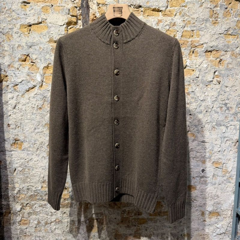Kris K A Young Merino Wool Cardigan Coffie Brown