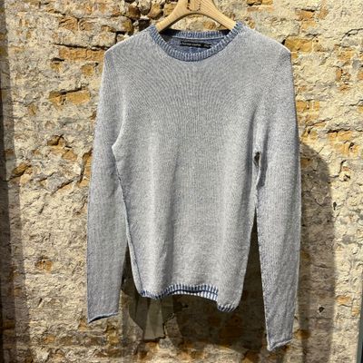 Foto van Hannes Roether Knitted Linnen Sweater Faded Blue 